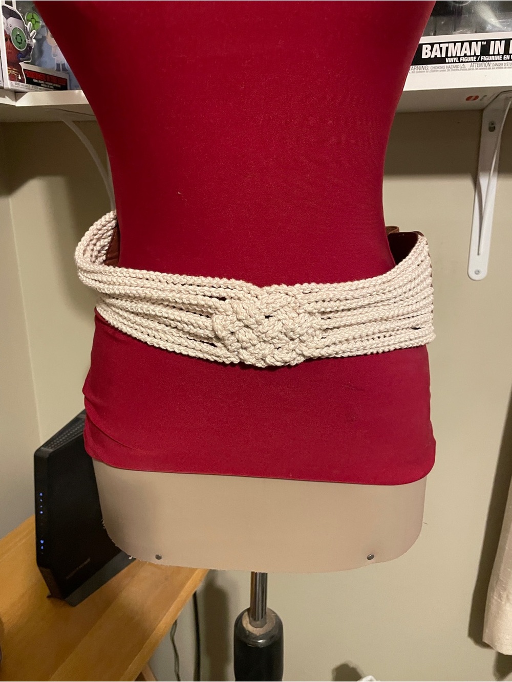 Woven Knotted Rope Waist Belt - Cream